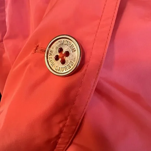 Lauren Ralph Lauren Fidajete Balmacaan Travel Trench Coat Womens Sz XL Orange - Picture 5 of 16